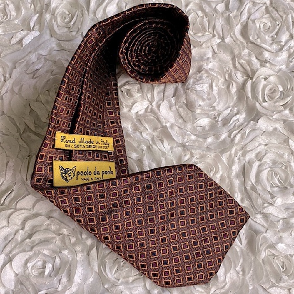New‎ Paolo Da Ponte mens checkered silk tie